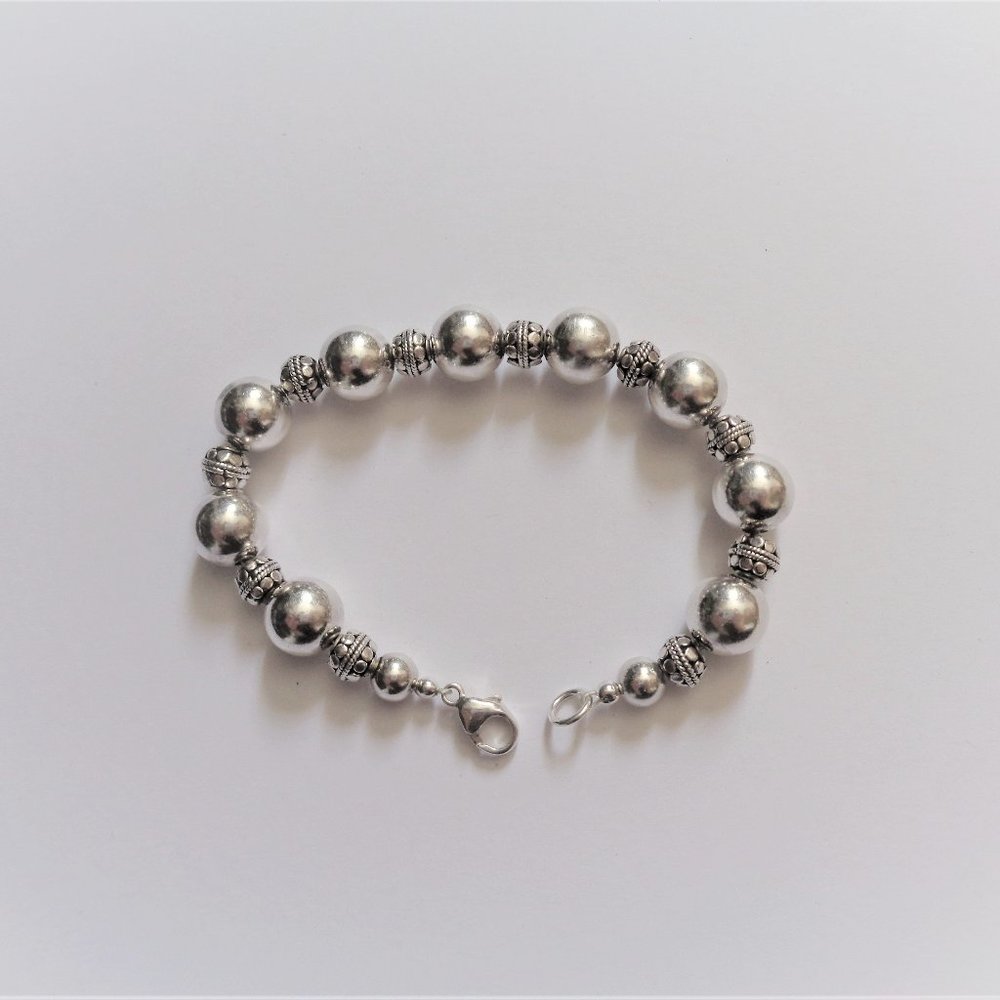 Bracelet 7" Bali Ball Bead Sterling Silver 925